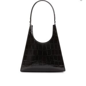 Elegant Black Croc-Embossed Shoulder Bag